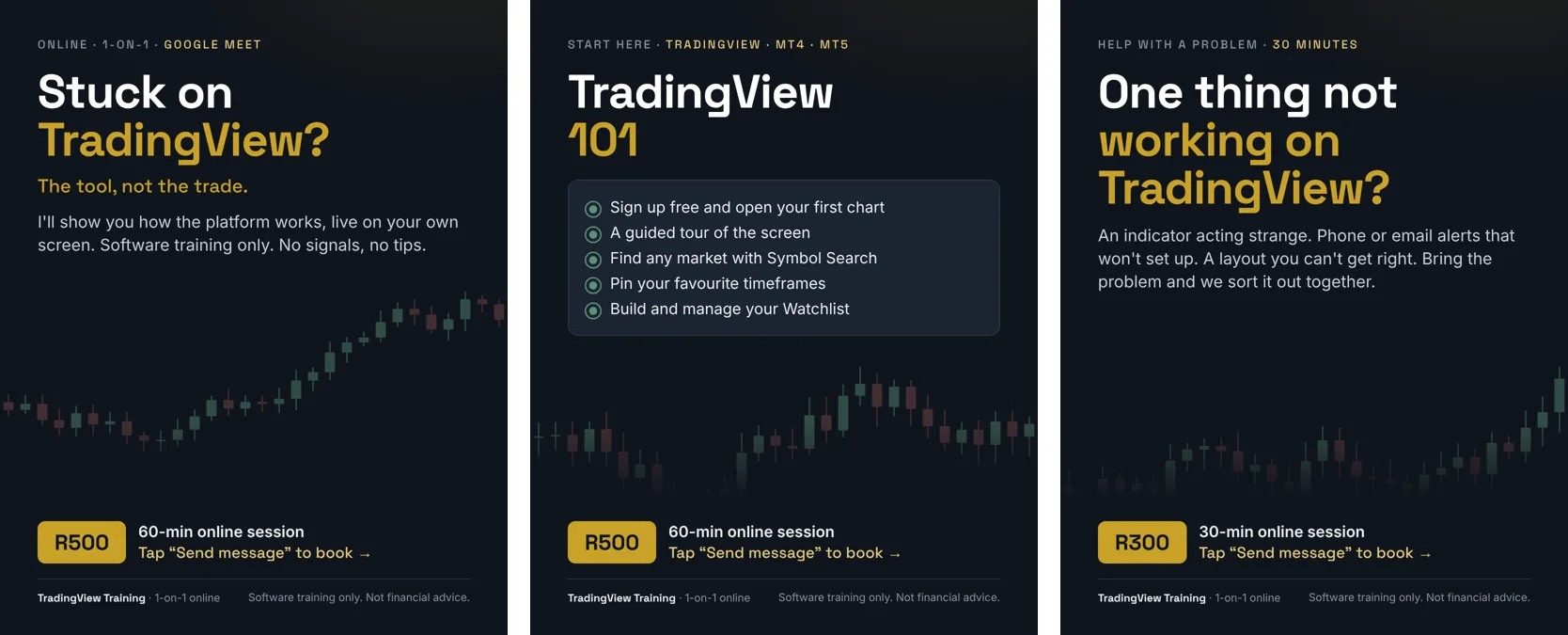 Three TradingView training ads